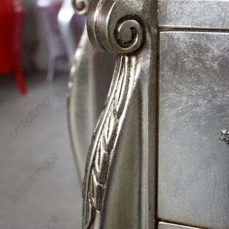 Mobile Bagno Barocco Intagliato con finitura foglia argento invecchiato