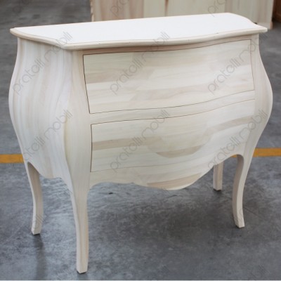 Comò bombato, Fausto, in legno grezzo da verniciare.