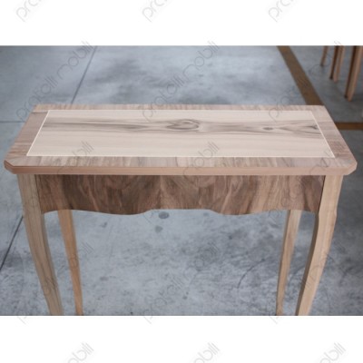 Consolle in legno grezzo intarsiata noce 2