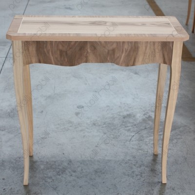 Consolle in legno grezzo intarsiata noce