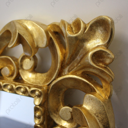 Specchiera Barocco in Legno Massello Finitura Foglia Oro