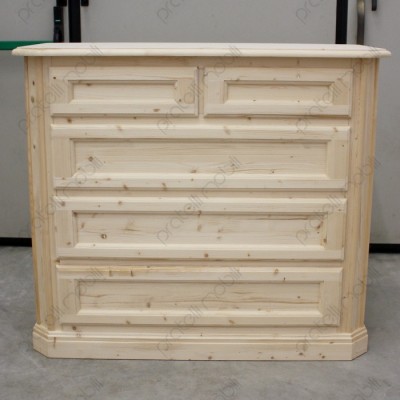 Comò Grezzo a 5 Cassetti in Legno Massello di Abete 2