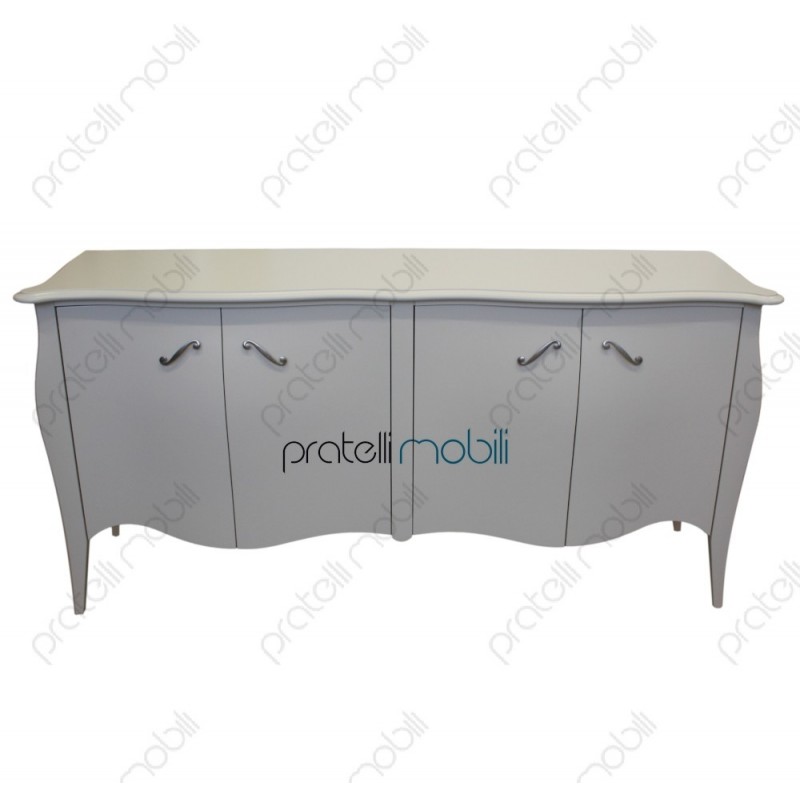 Credenza bombata colore RAL 9001 con maniglie art. 5 argento graffiato