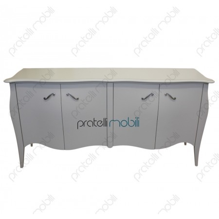 Credenza bombata colore RAL 9001 con maniglie art. 5 argento graffiato