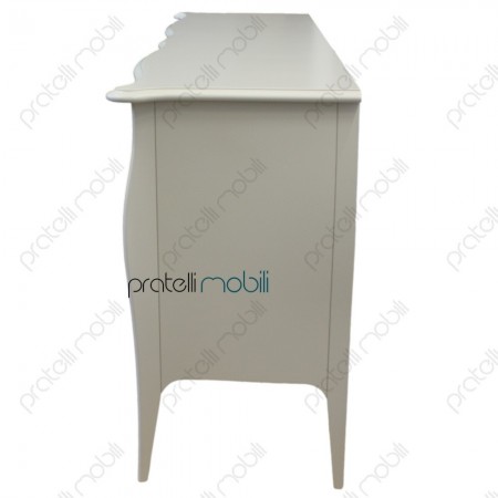 Credenza bombata colore RAL 9001 con maniglie art. 5 argento graffiato