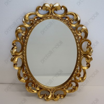 Specchiera Barocco Ovale Foglia Oro Invecchiato 2
